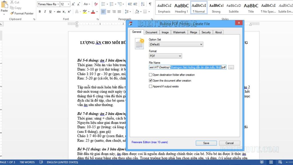  Cách sử dụng  Bullzip PDF Printer bước 2