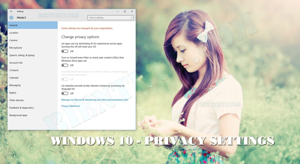 Windows 10 Privacy Settings - General