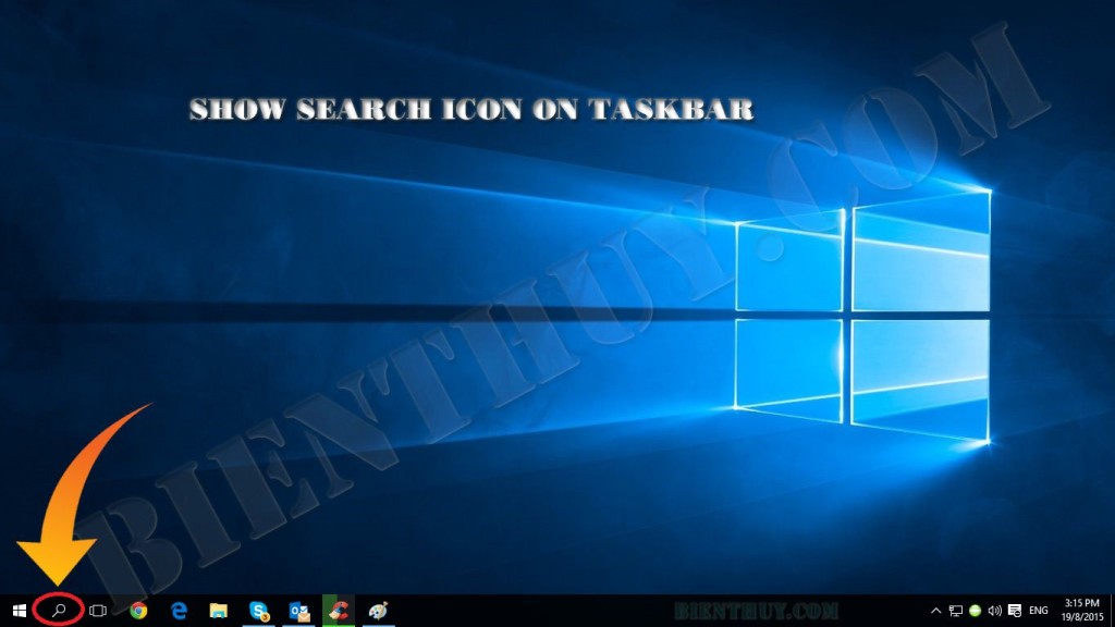 Thủ thuật cho windows 10 chạy nhanh sau khi nâng cấp 3 Windows 10 - Show Search Icon on Taskbar