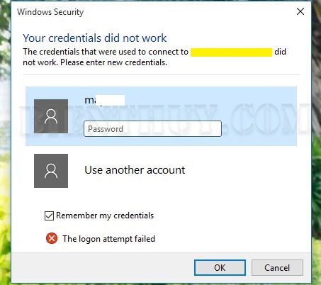 How to fix "your credentials did not work" on Windows 10